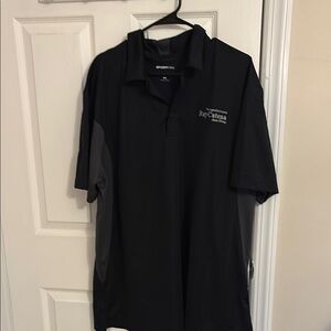 Black and Gray Performance Polo Shirt with Embroidered Logo